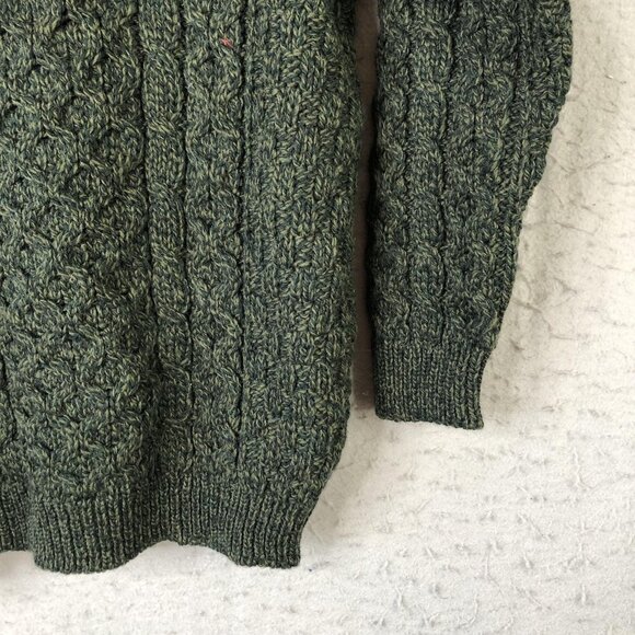 Blarney Woollen Mills Sweater Youth 8-10 Green Merino Wool Cable Knit Cardigan - Picture 12 of 12